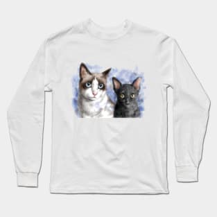 Cat pet portrait watercolor painting Long Sleeve T-Shirt